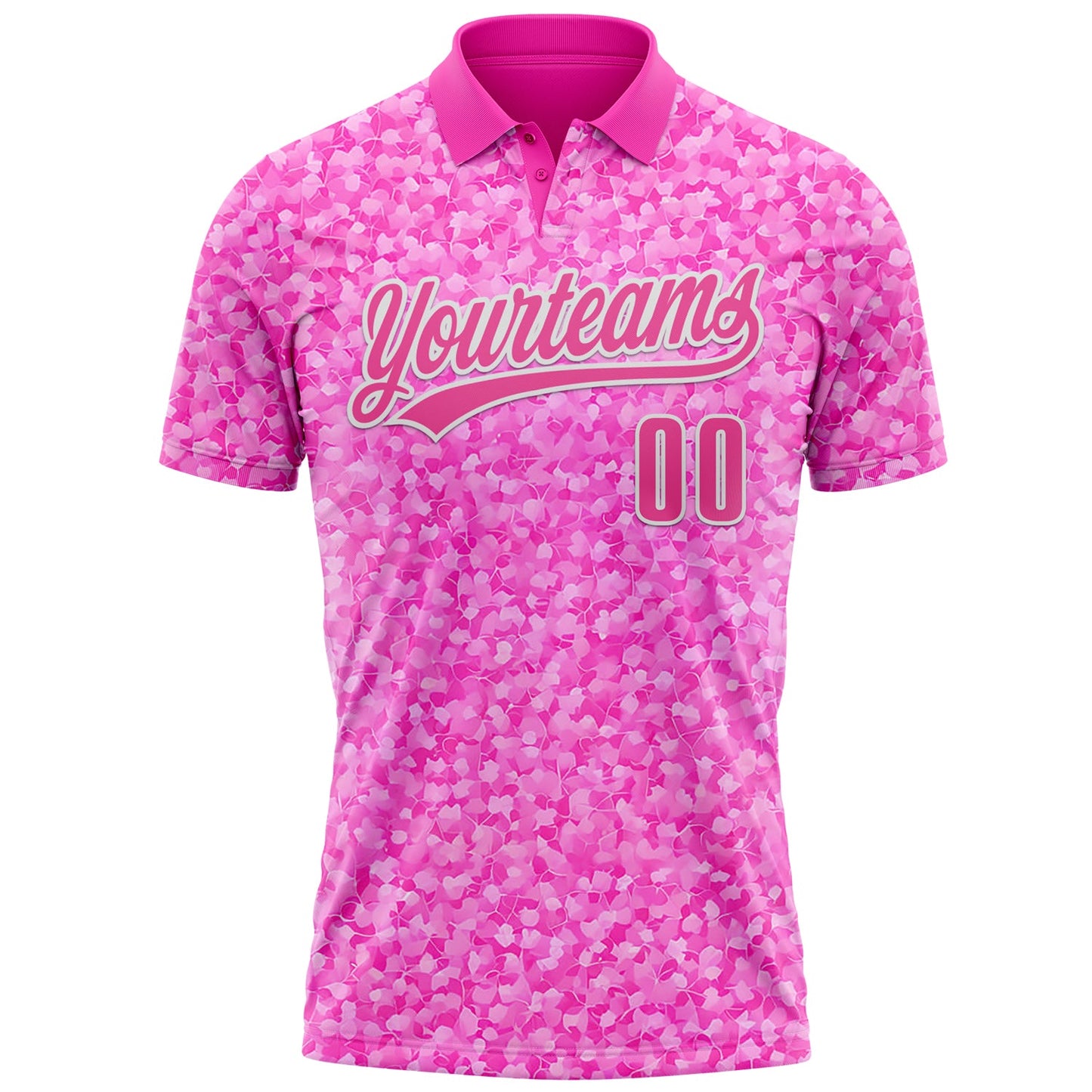 Custom Deep Pink Pink-White 3D Pink Ribbon Breast Cancer Awareness Month Women Health Care Support Performance Polo Shirt view 2