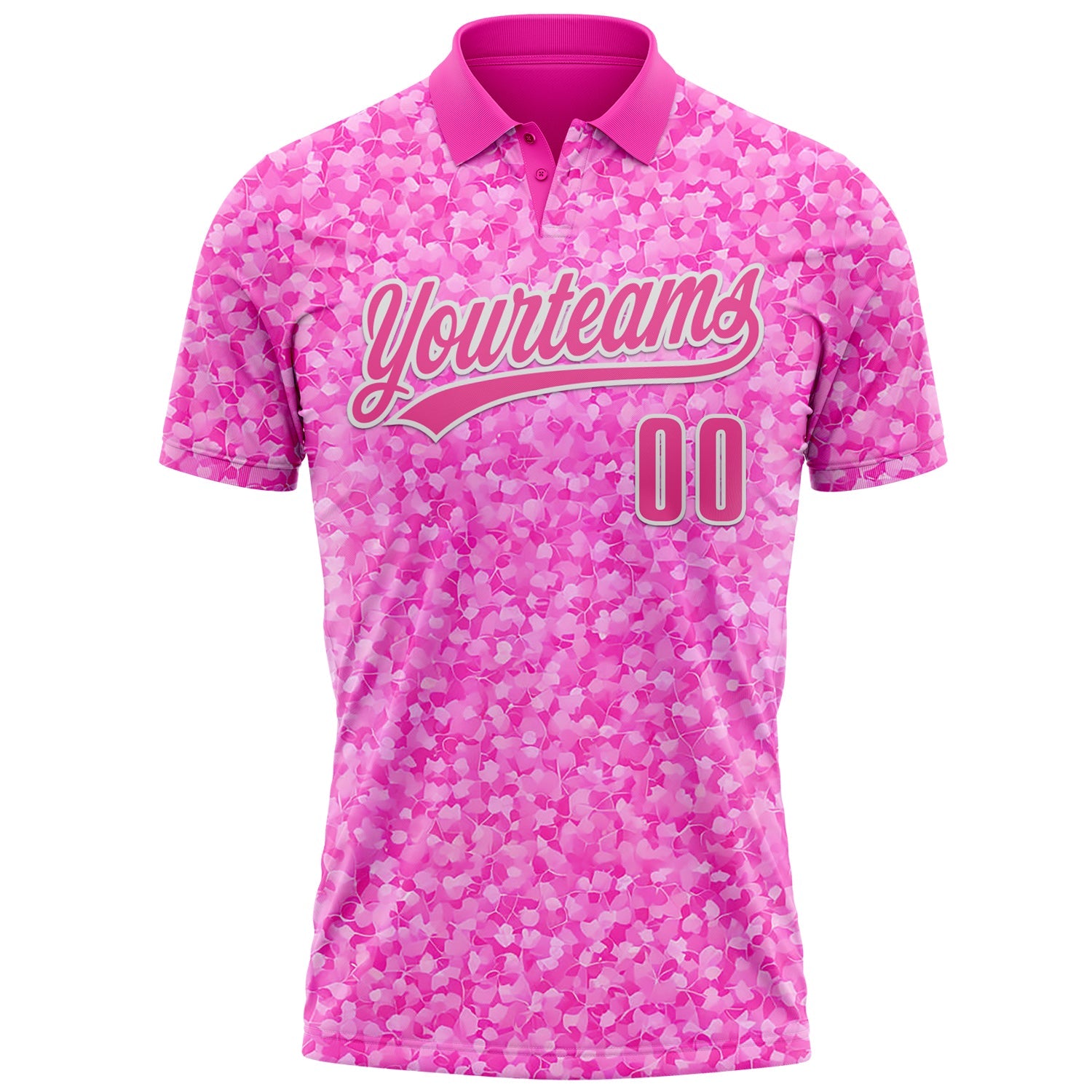 Custom Deep Pink Pink-White 3D Pink Ribbon Breast Cancer Awareness Month Women Health Care Support Performance Polo Shirt view 2