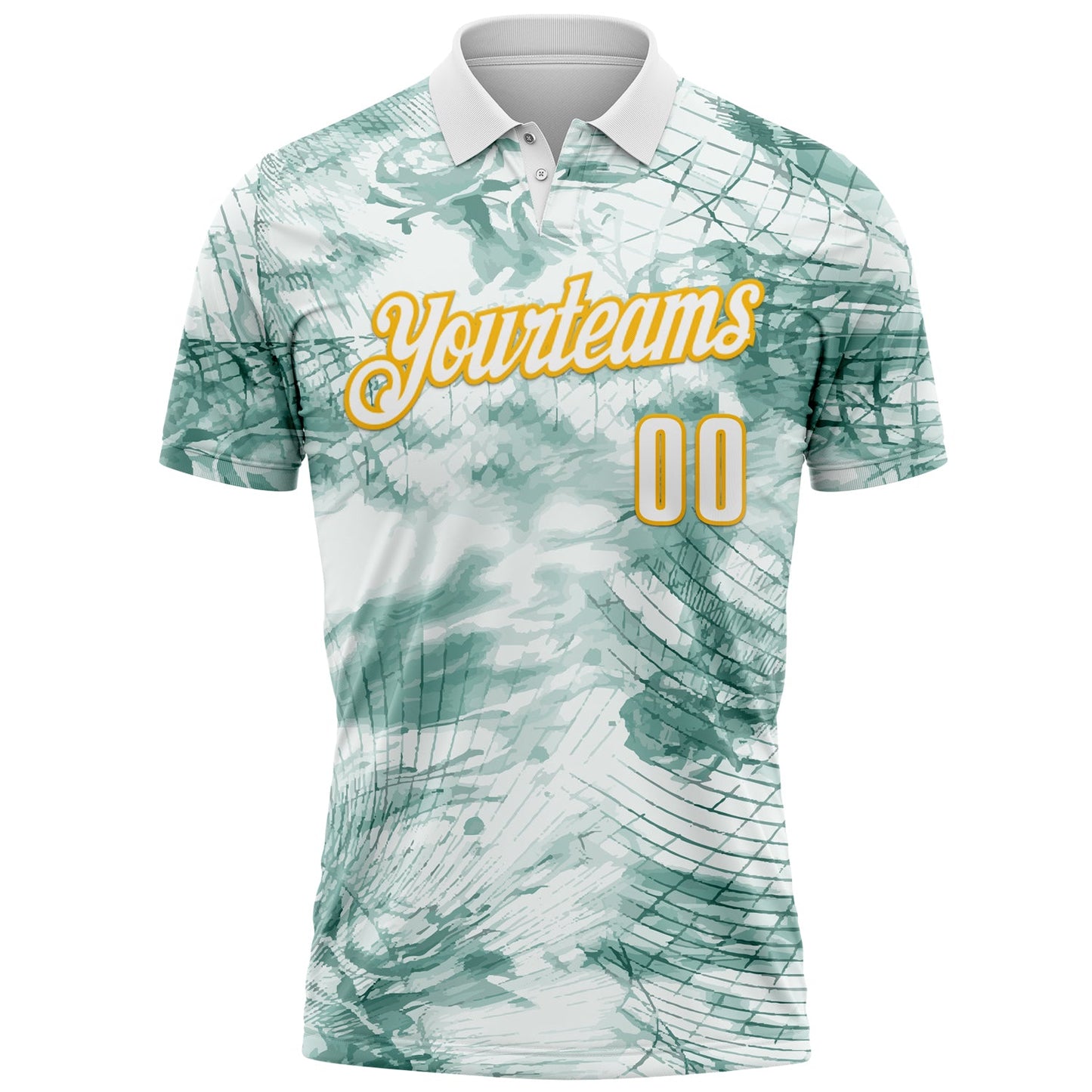 Custom White Gold 3D Bowling Abstract Network Performance Polo Shirt view 2