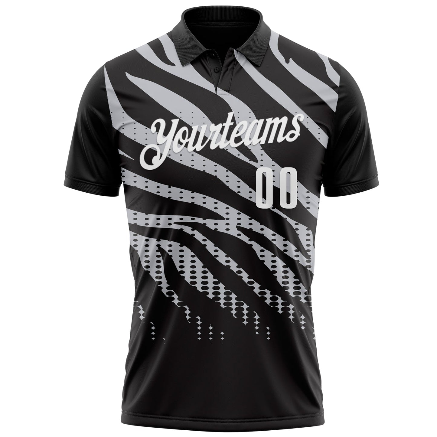 Custom Black Gray-White 3D Bowling Dot Performance Polo Shirt view 2