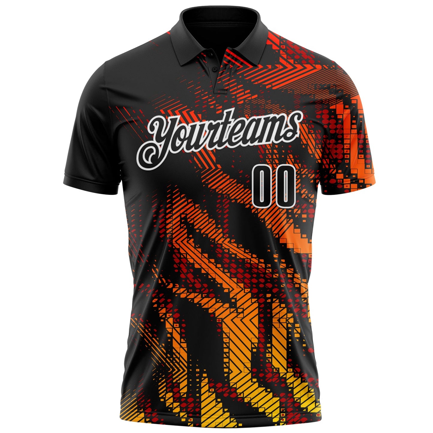 Custom Black Red-White 3D Bowling Geometric Shape Performance Polo Shirt view 2