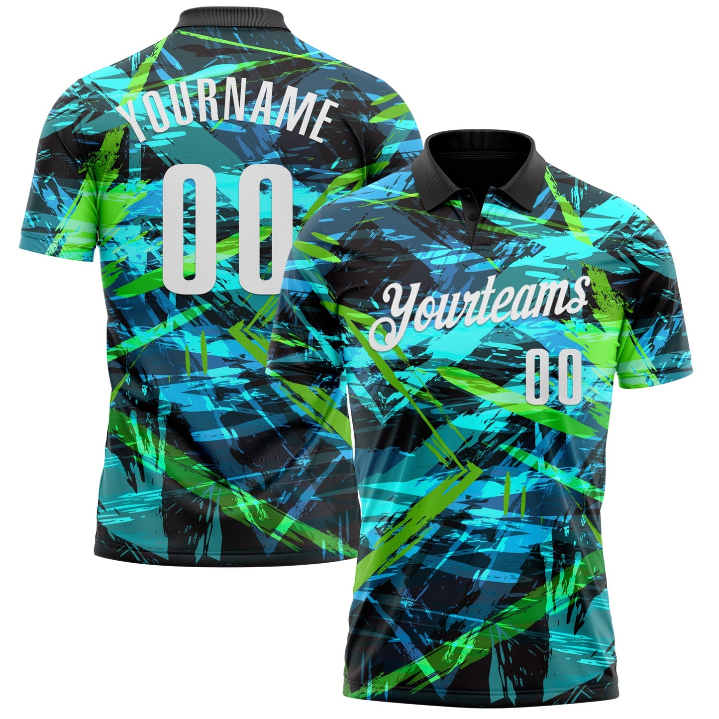 Custom Black White 3D Bowling Abstract Grunge Art Performance Polo Shirt - Main View