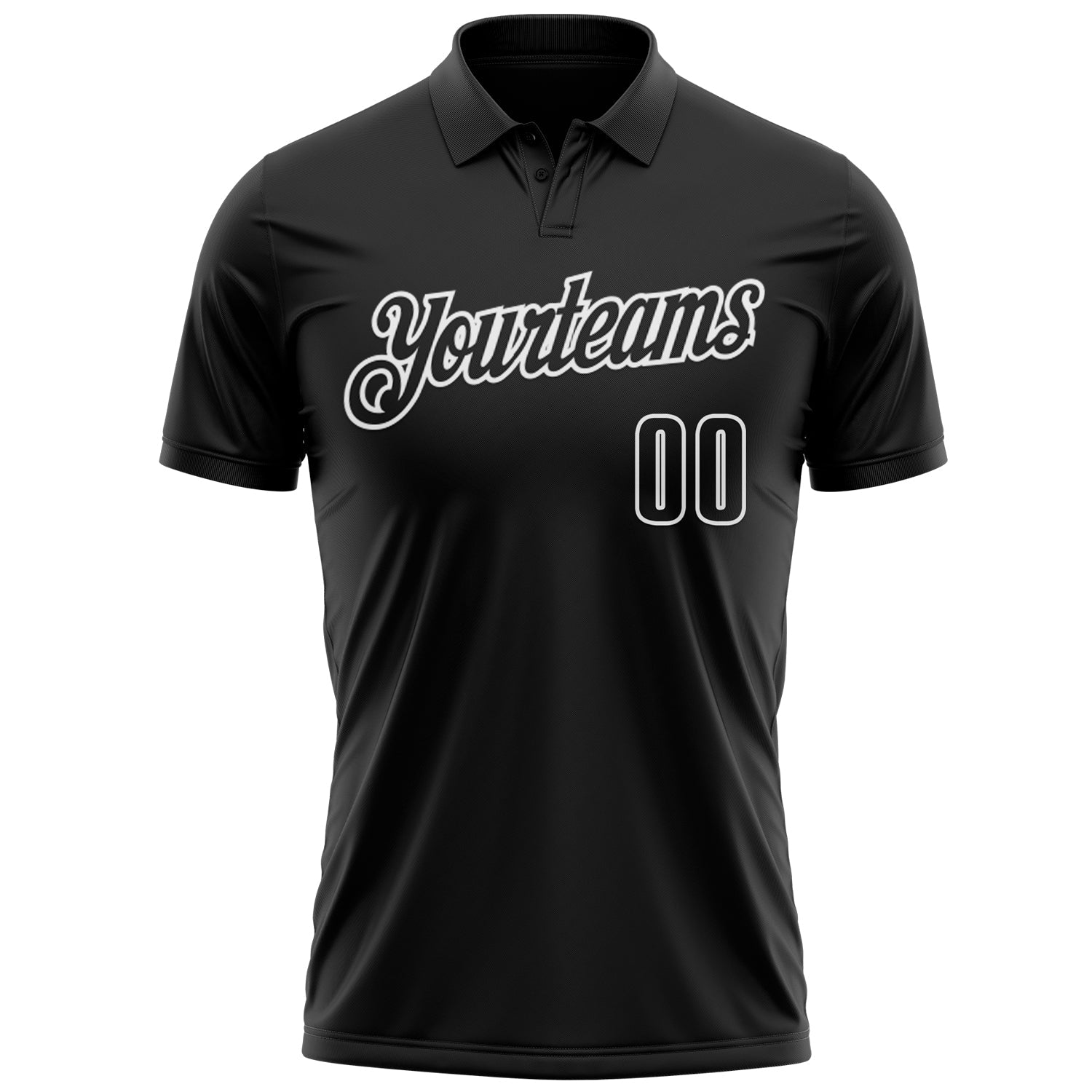 Custom Black White 3D Bowling American Flag Performance Polo Shirt view 2