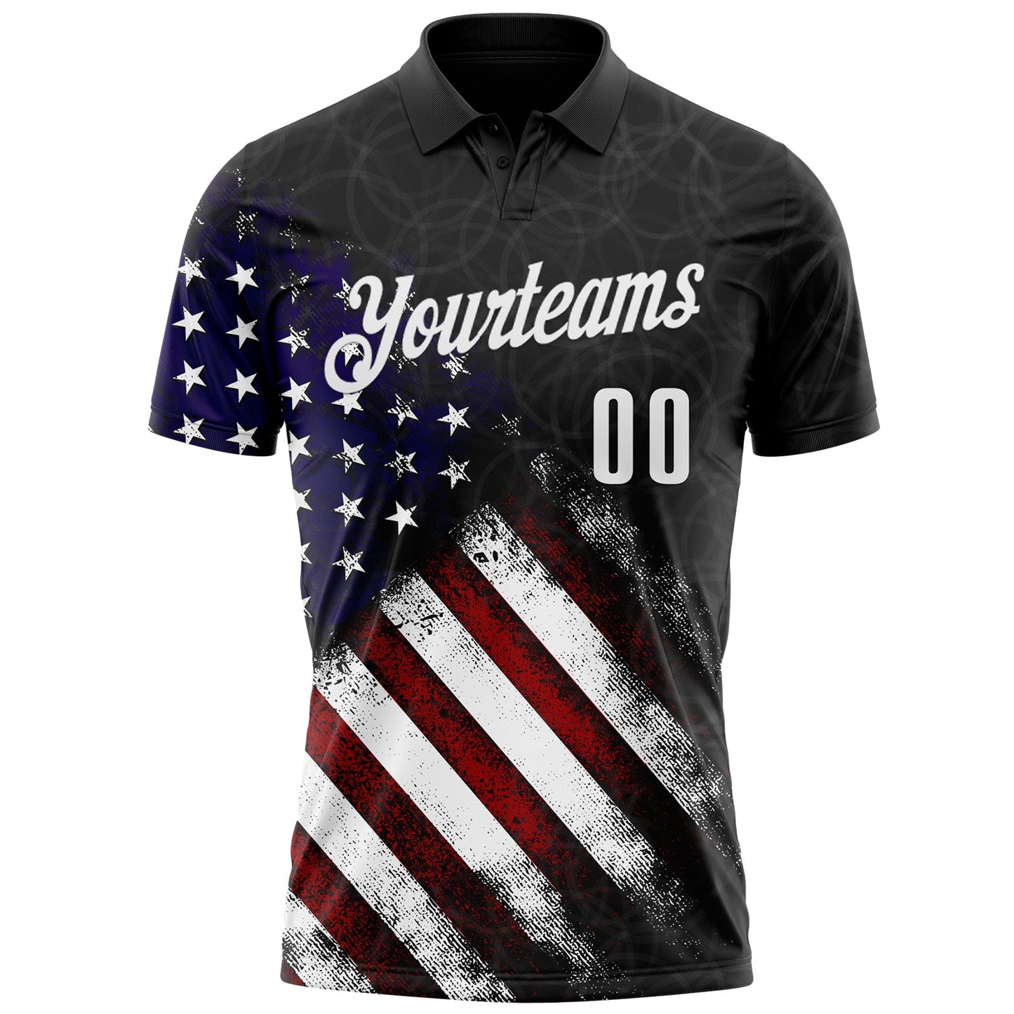 Custom Black White 3D Bowling American Flag Eagle Performance Polo Shirt view 2