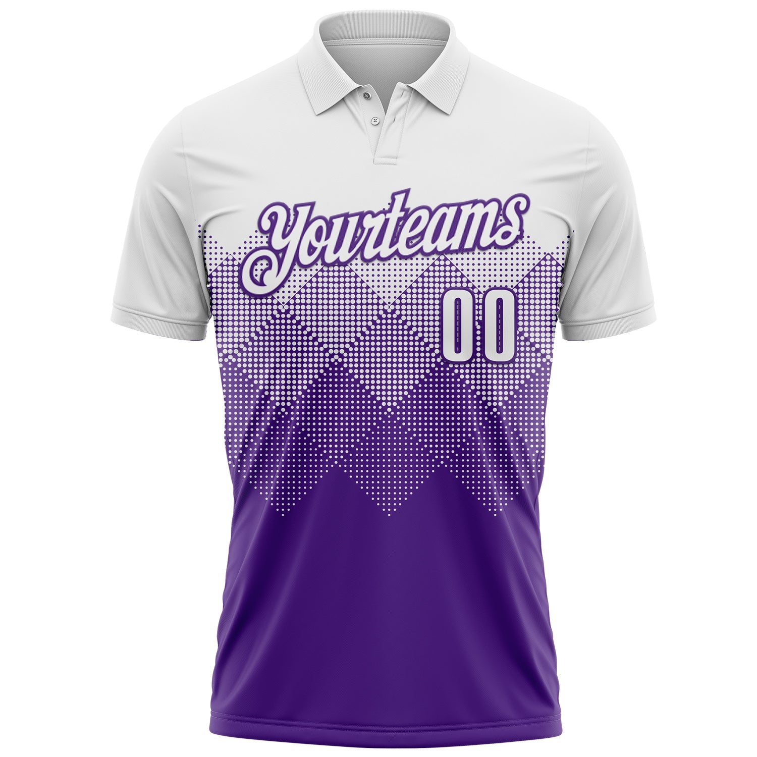 Custom White Purple 3D Pattern Design Gradient Square Shape Performance Polo Shirt view 2
