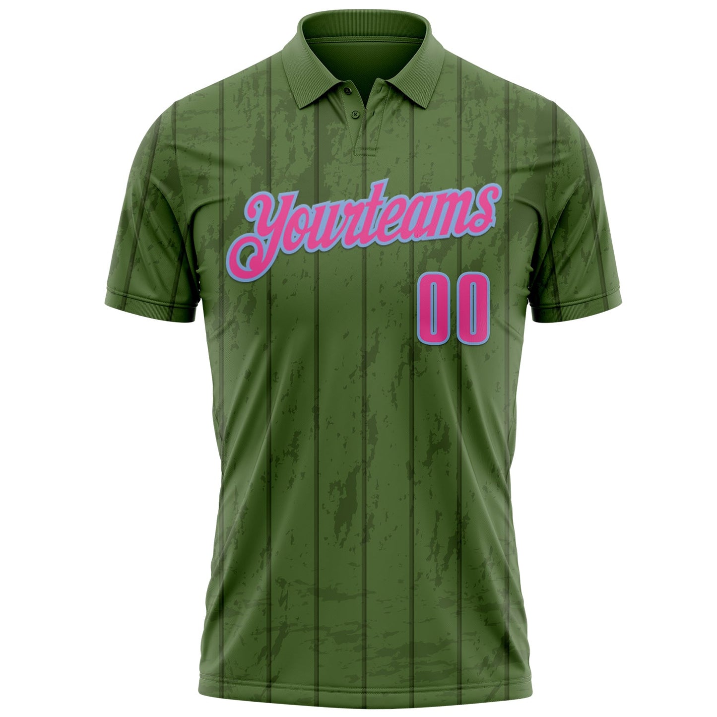 Custom Green Pink-Light Blue 3D Cornhole Performance Polo Shirt view 2