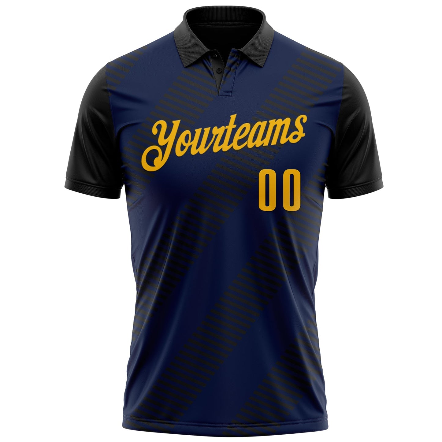 Custom Black Gold 3D Cornhole Performance Polo Shirt view 2