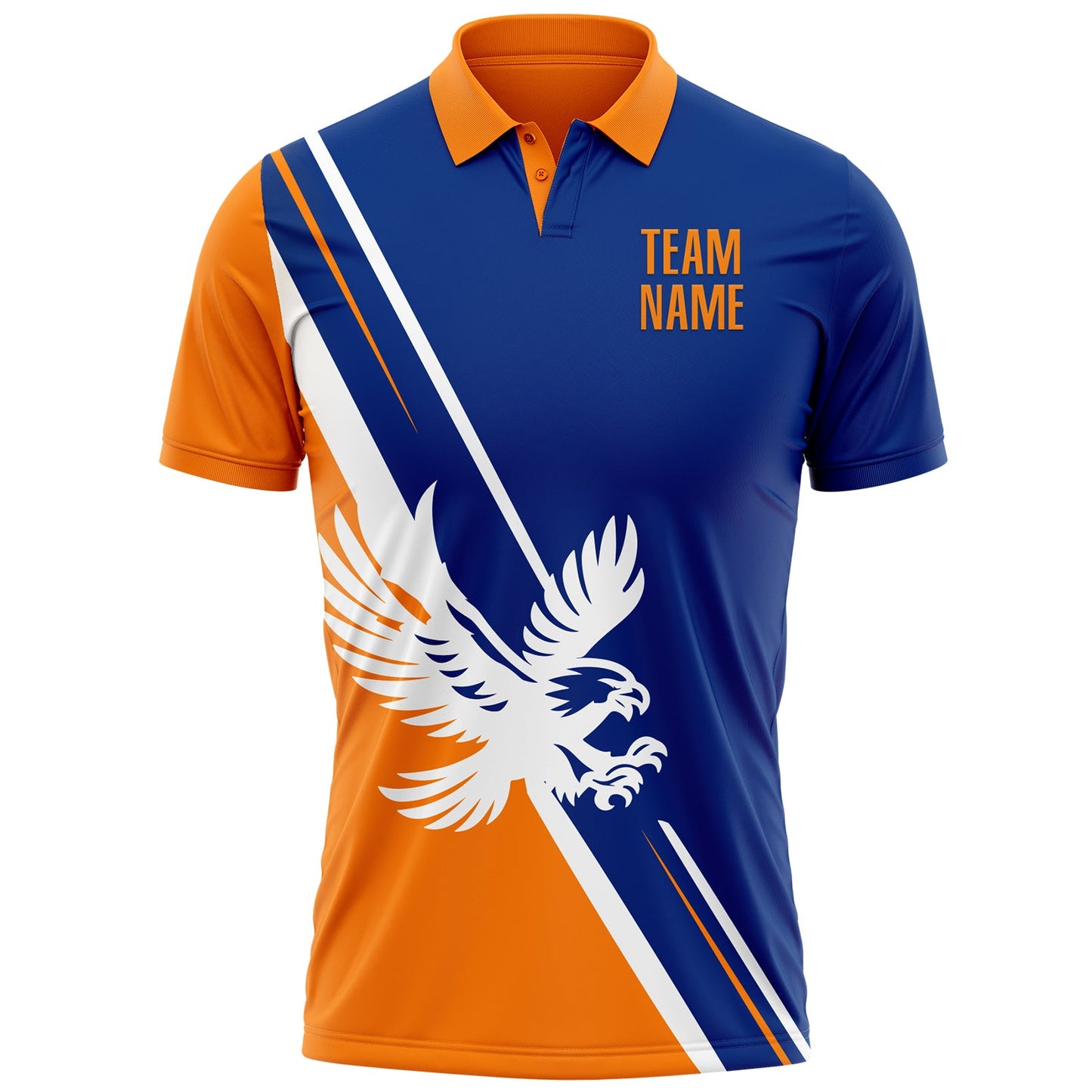 Custom Royal Bay Orange-White 3D Pattern Design Animal Eagle Performance Polo Shirt view 2