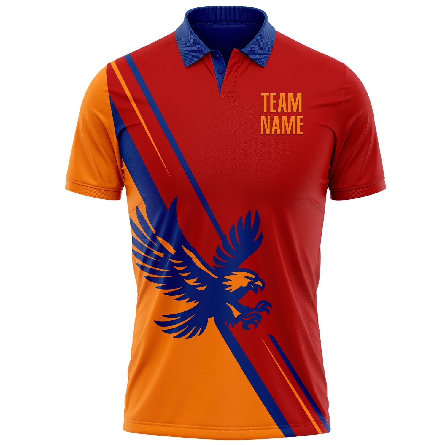 Custom Red Bay Orange-Royal 3D Pattern Design Animal Eagle Performance Polo Shirt view 2