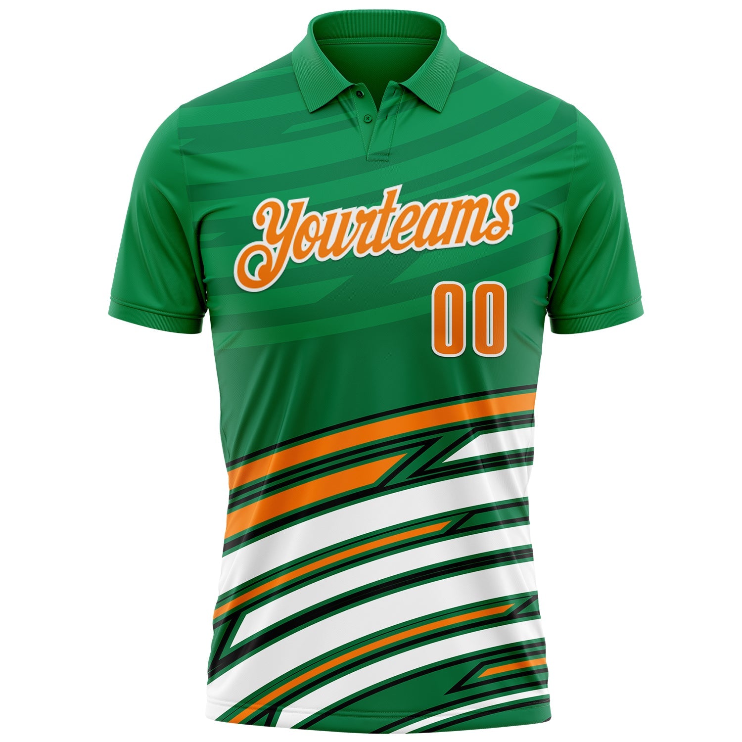 Custom Green Bay Orange-Black 3D St. Patrick's Day Shamrock Performance Polo Shirt view 2
