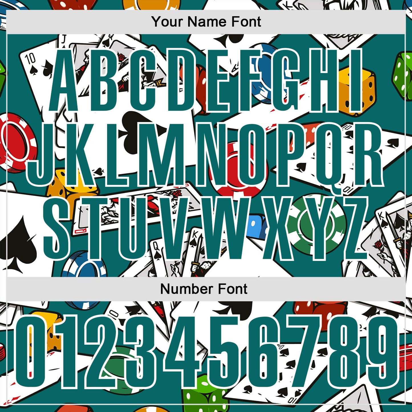 Custom Teal White 3D Poker Performance Polo Shirt view 5