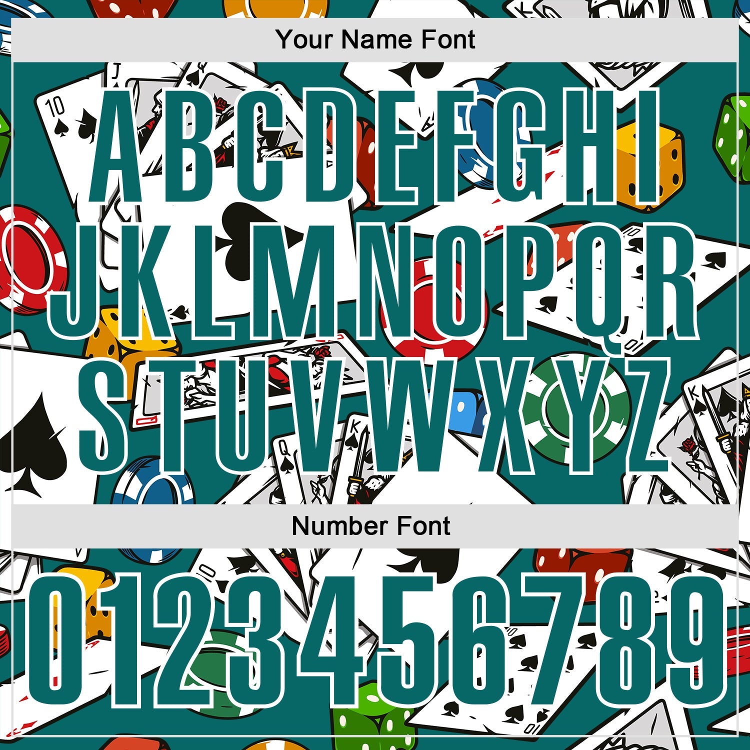Custom Teal White 3D Poker Performance Polo Shirt view 5