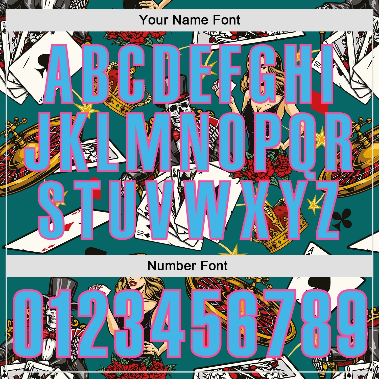 Custom Teal Sky Blue-Pink 3D Poker Performance Polo Shirt view 5