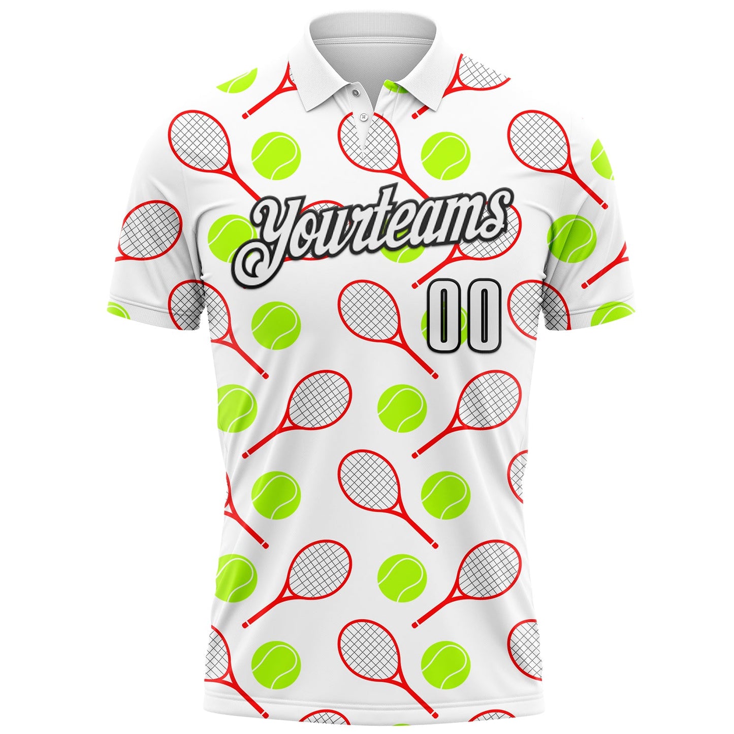 Custom White Black 3D Tennis Performance Polo Shirt view 2