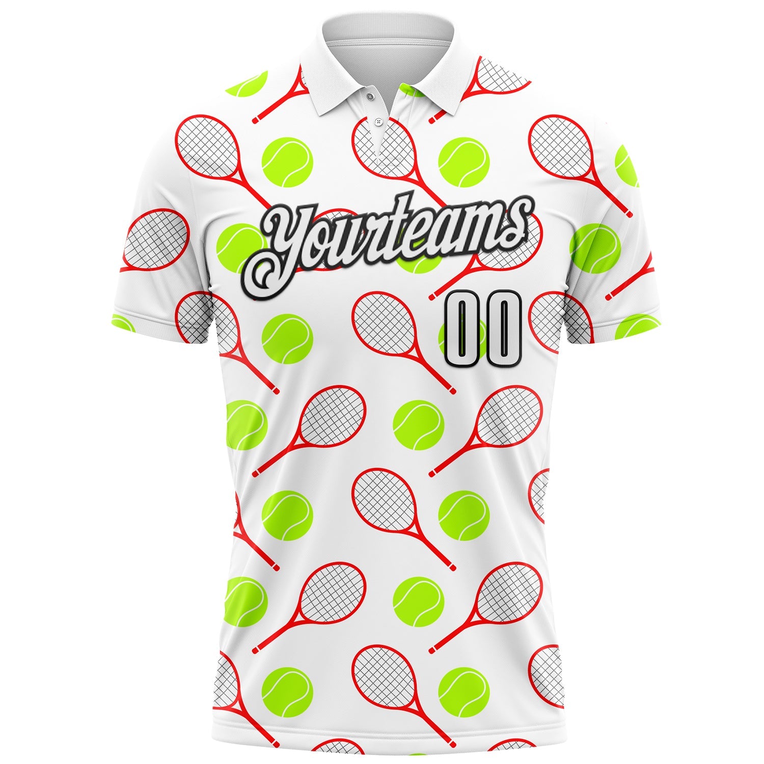 Custom White Black 3D Tennis Performance Polo Shirt view 2