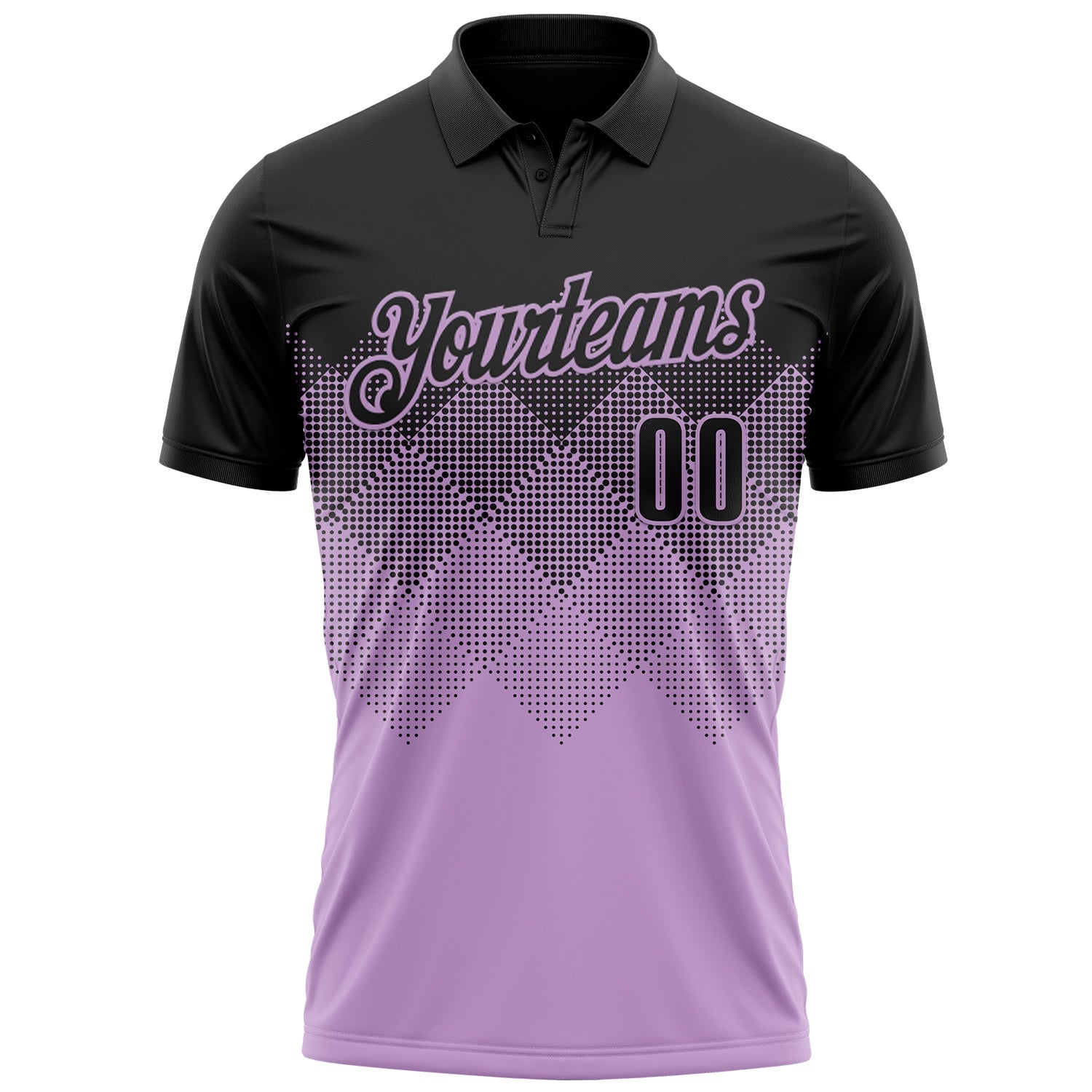 Custom Black Light Purple 3D Gradient Square Shape Performance Polo Shirt view 2