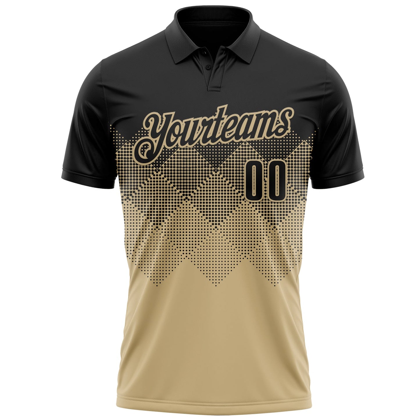 Custom Black Vegas Gold 3D Gradient Square Shape Performance Polo Shirt view 2