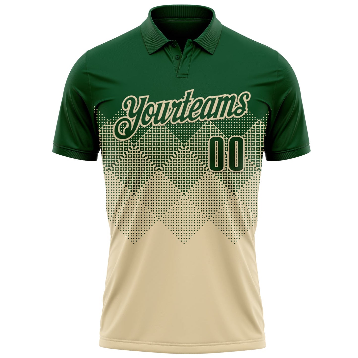 Custom Green Cream 3D Gradient Square Shape Performance Polo Shirt view 2