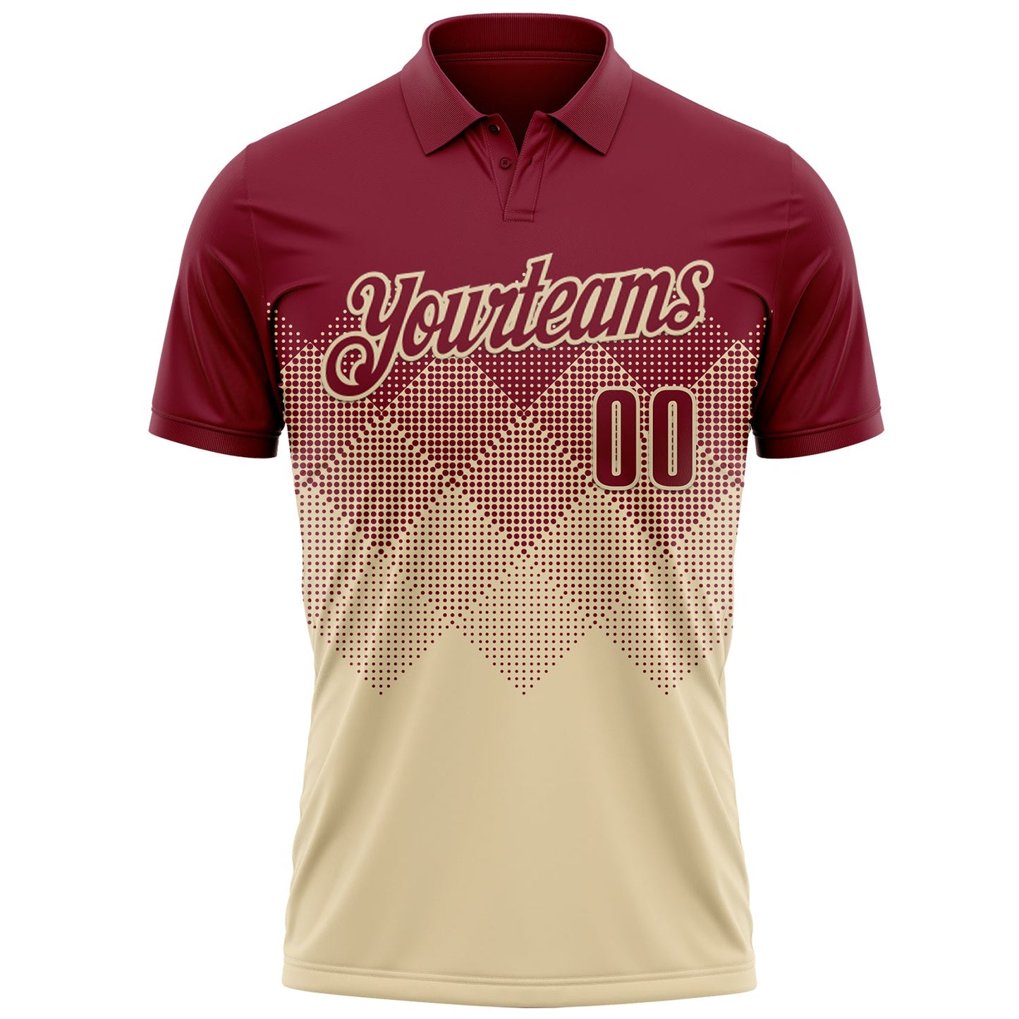 Custom Crimson Cream 3D Gradient Square Shape Performance Polo Shirt view 2