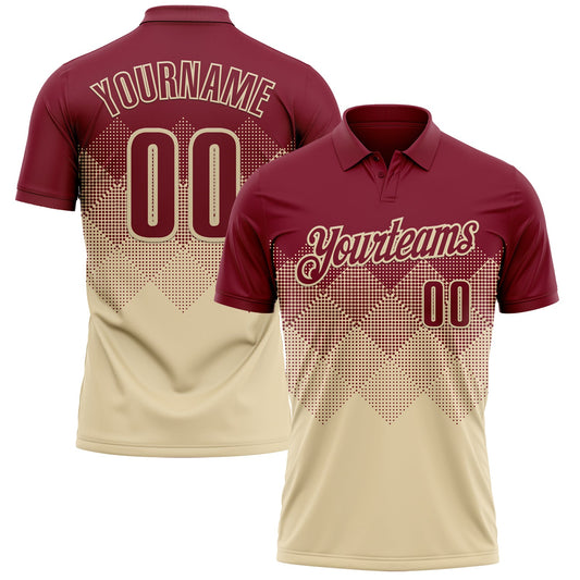Custom Crimson Cream 3D Gradient Square Shape Performance Polo Shirt - Main View