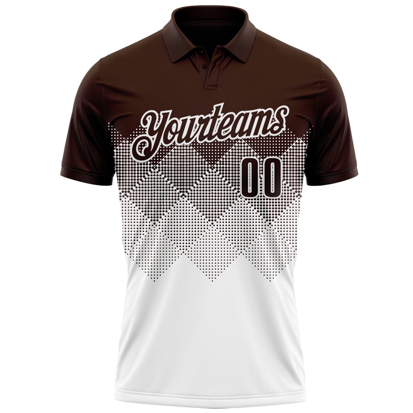 Custom Brown White 3D Gradient Square Shape Performance Polo Shirt view 2
