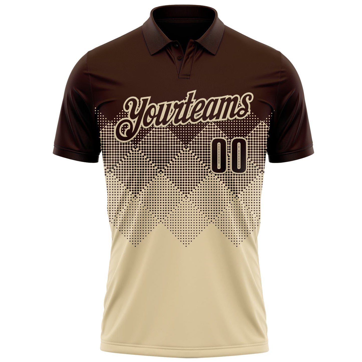 Custom Brown Cream 3D Gradient Square Shape Performance Polo Shirt view 2