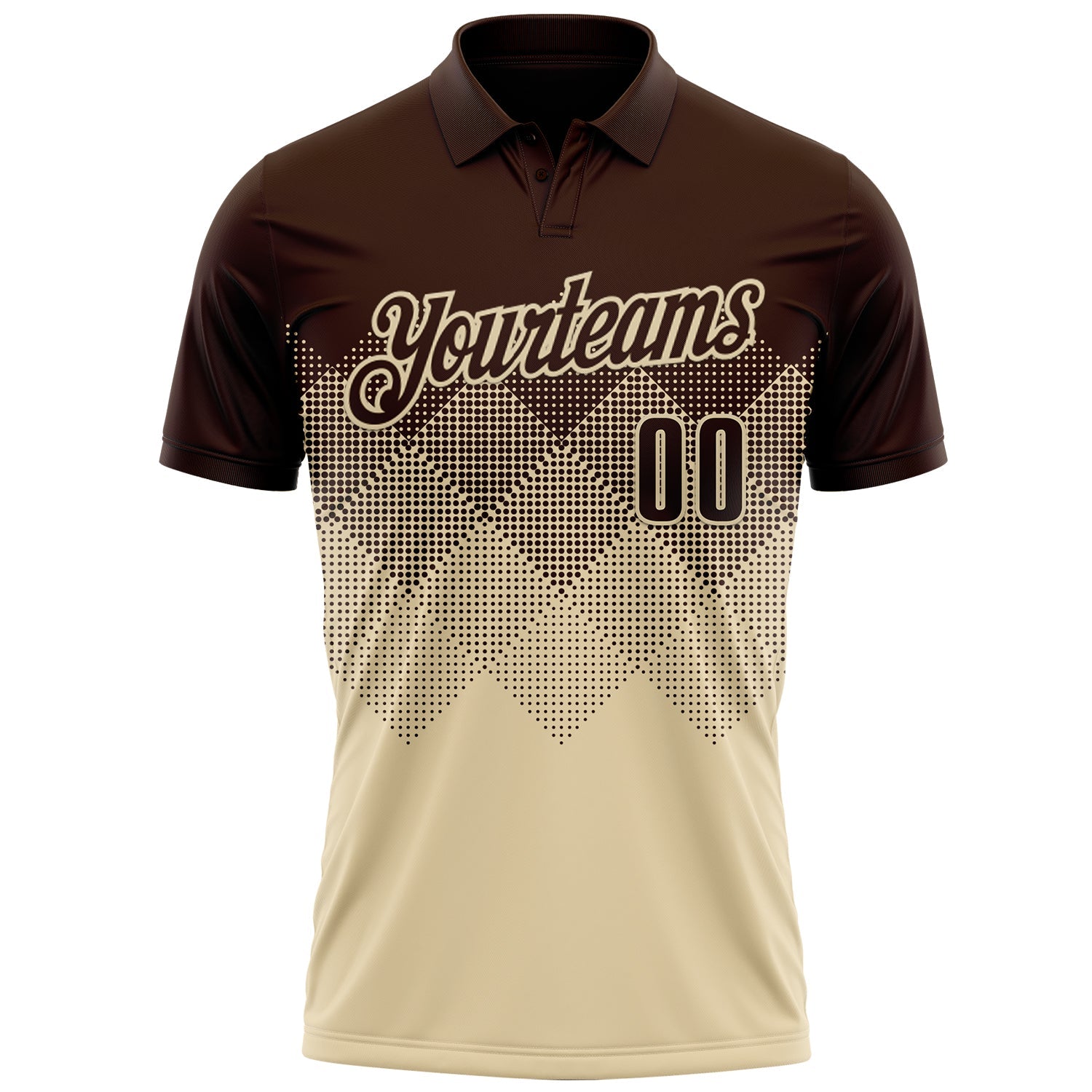 Custom Brown Cream 3D Gradient Square Shape Performance Polo Shirt view 2