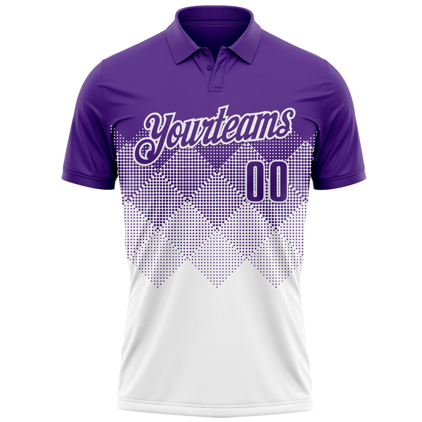 Custom Purple White 3D Gradient Square Shape Performance Polo Shirt view 2