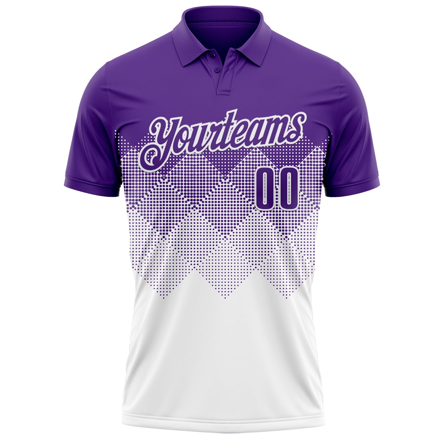 Custom Purple White 3D Gradient Square Shape Performance Polo Shirt view 2