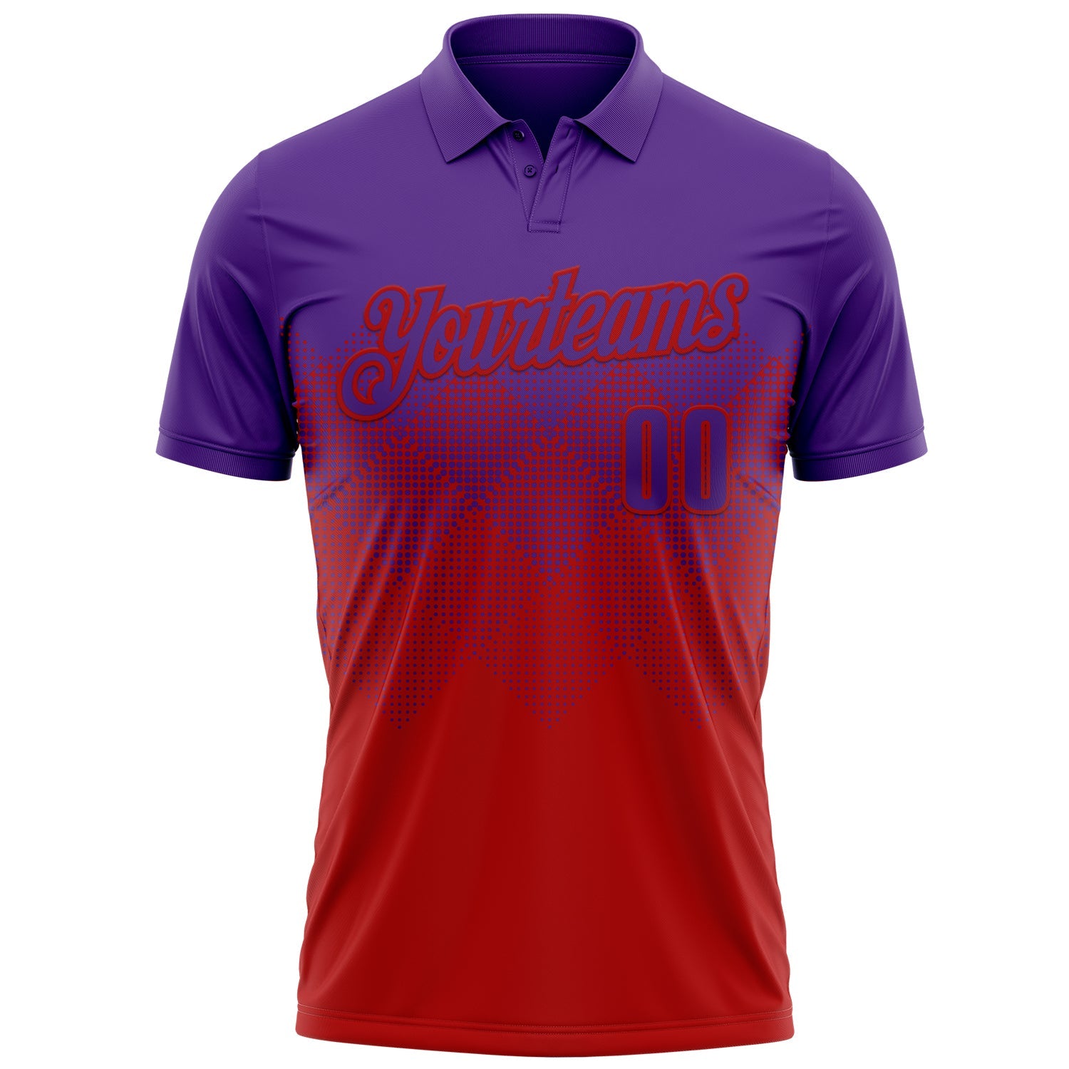 Custom Purple Red 3D Gradient Square Shape Performance Polo Shirt view 2