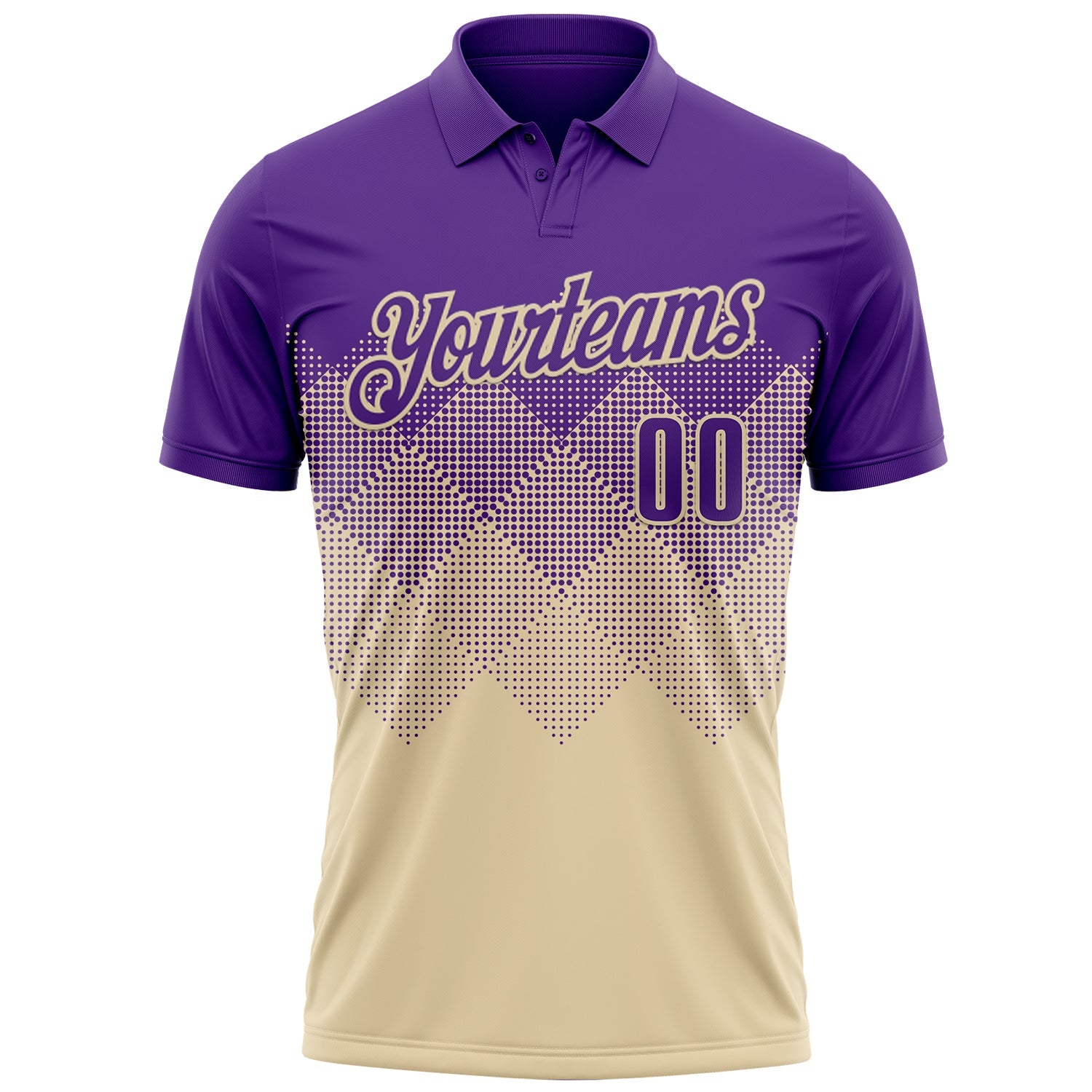 Custom Purple Cream 3D Gradient Square Shape Performance Polo Shirt view 2