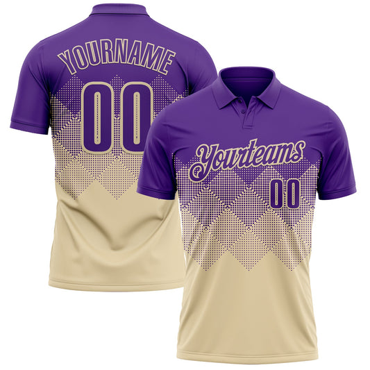 Custom Purple Cream 3D Gradient Square Shape Performance Polo Shirt - Main View