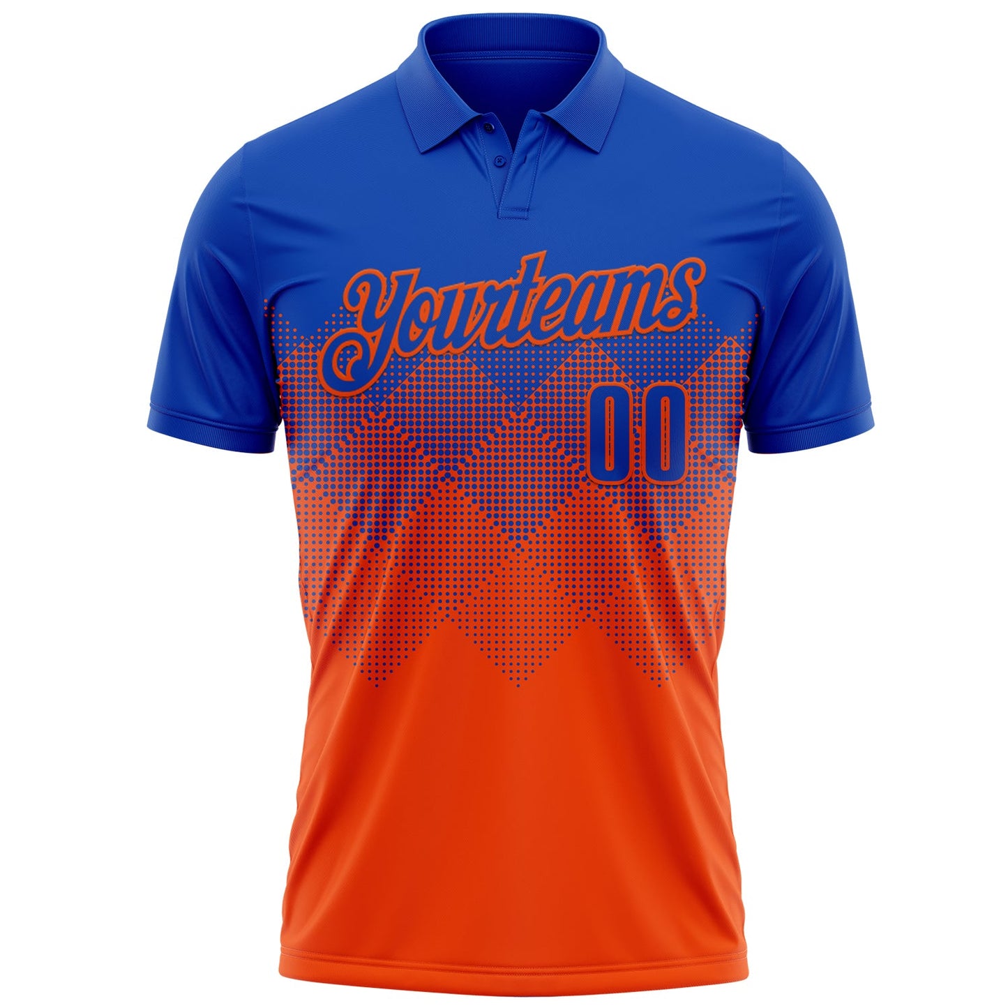 Custom Thunder Blue Orange 3D Gradient Square Shape Performance Polo Shirt view 2