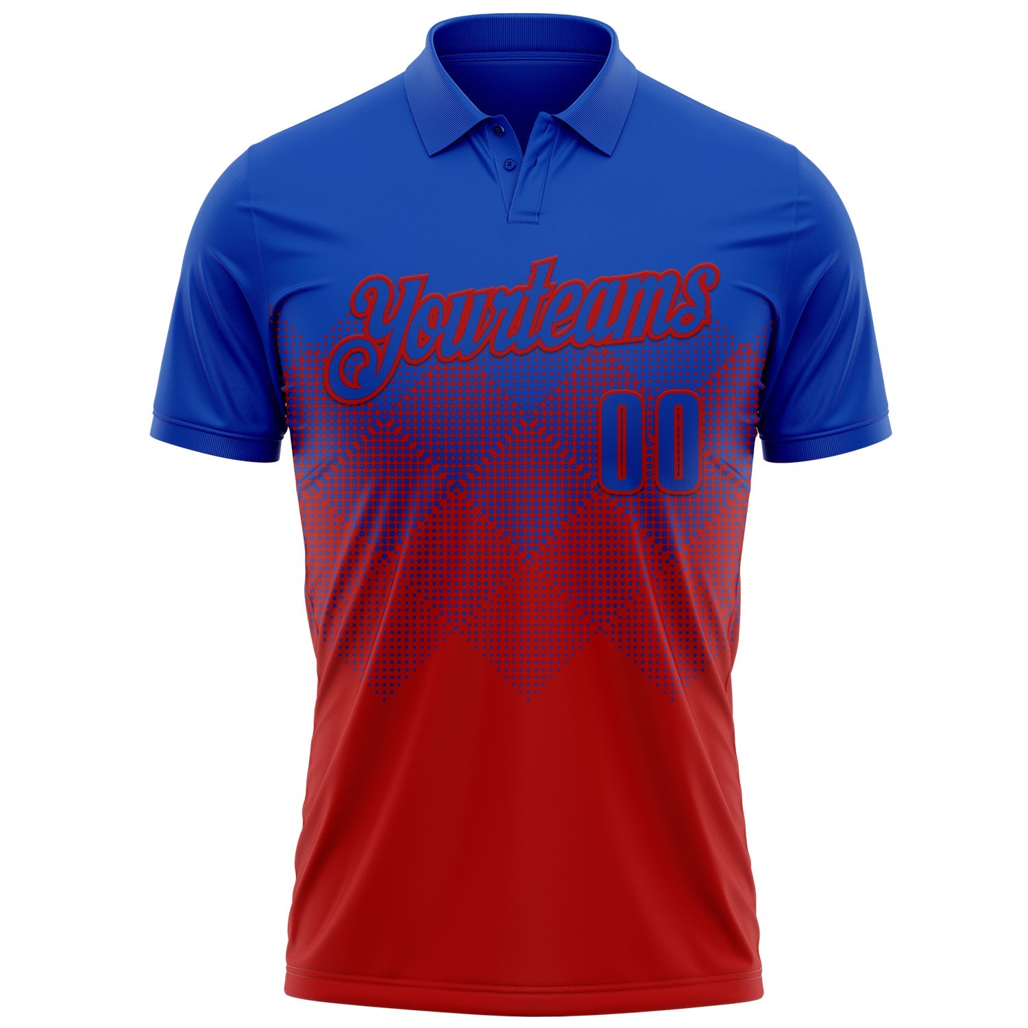 Custom Thunder Blue Red 3D Gradient Square Shape Performance Polo Shirt view 2