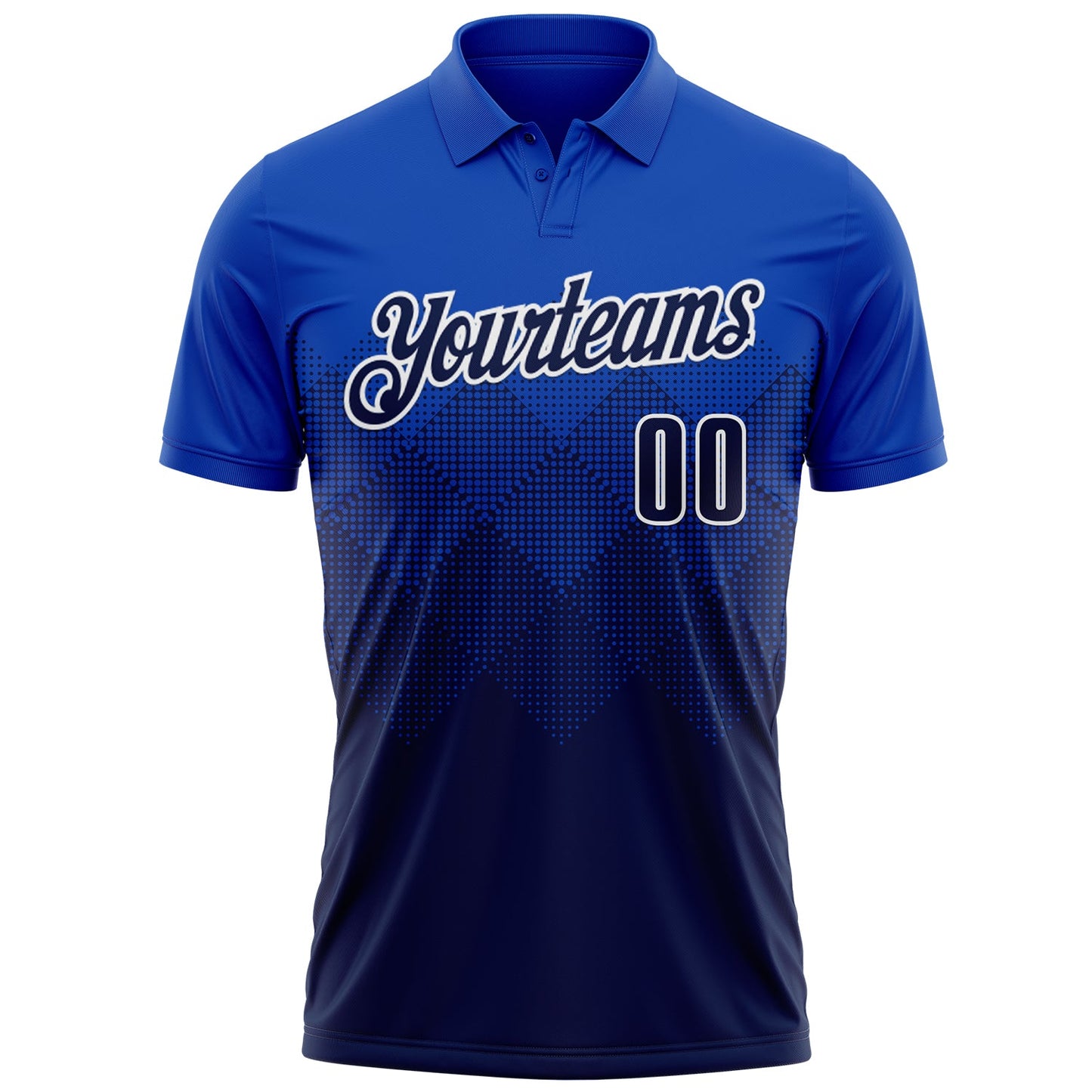 Custom Thunder Blue Navy-White 3D Gradient Square Shape Performance Polo Shirt view 2