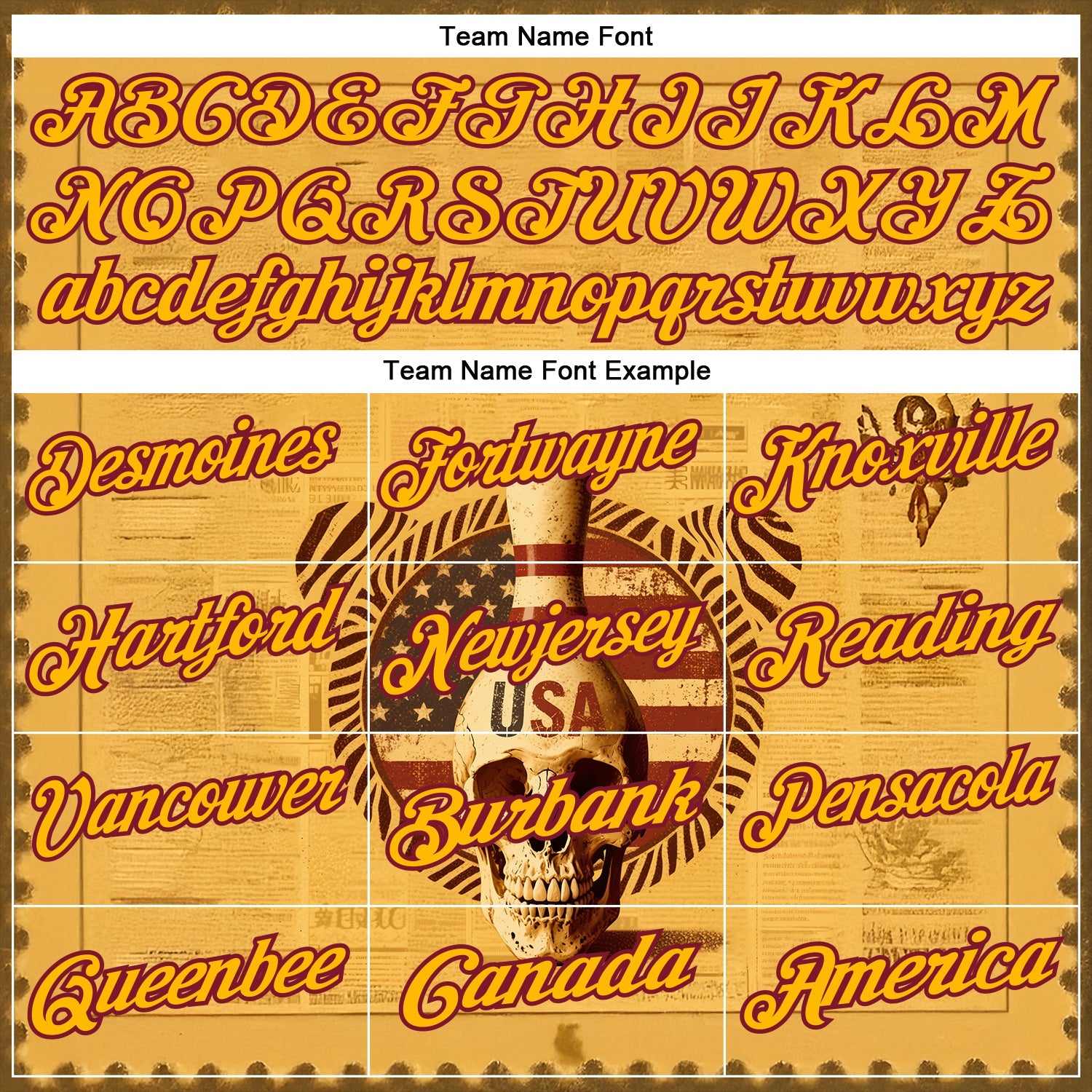 Custom Yellow Gold-Crimson 3D Retro American Flag Skull Bowling Performance Polo Shirt view 4