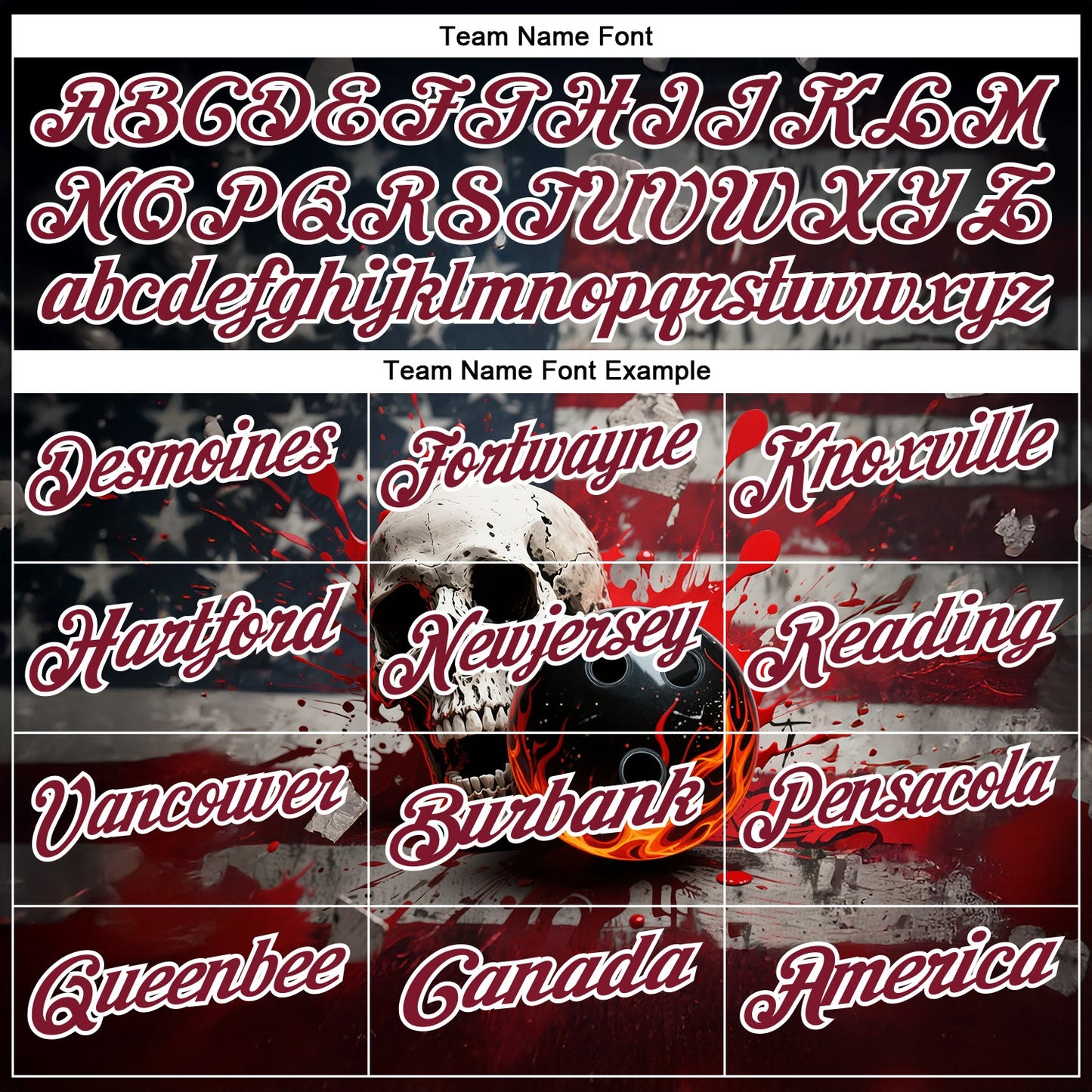 Custom Navy Crimson-White 3D American Flag Splash Flame Skull Bowling Performance Polo Shirt view 4