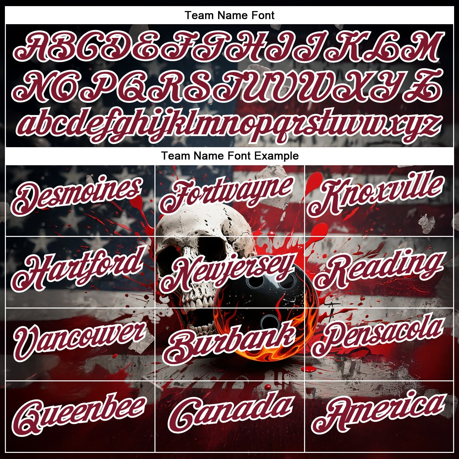 Custom Navy Crimson-White 3D American Flag Splash Flame Skull Bowling Performance Polo Shirt view 4