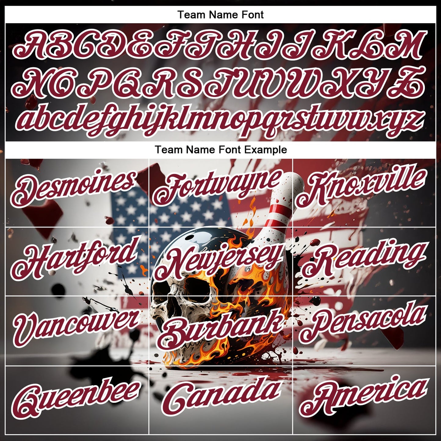 Custom Gray Crimson-White 3D American Flag Splash Flame Skull Bowling Performance Polo Shirt view 4