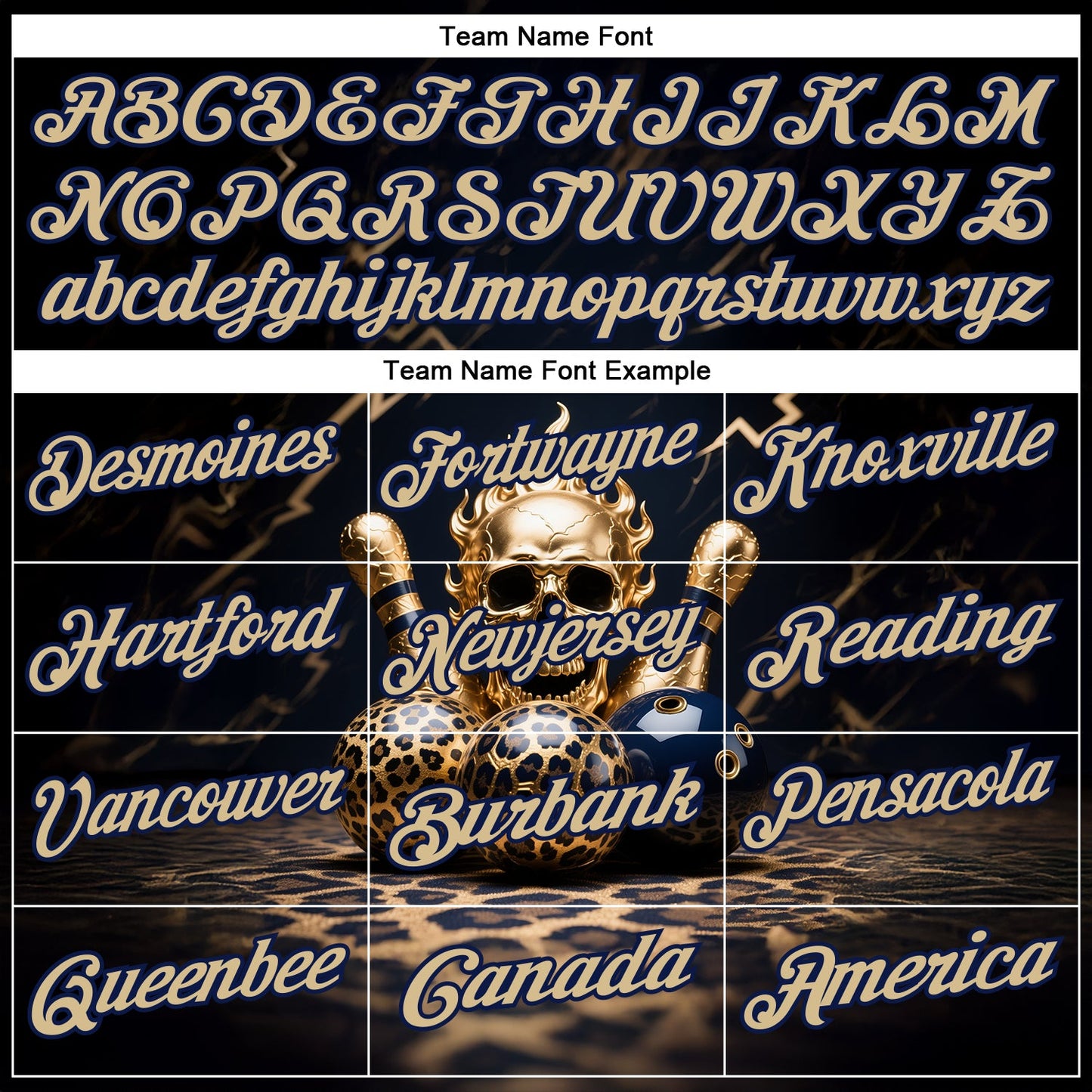 Custom Black Vegas Gold-Navy 3D Leopard Print Metal Skull Bowling Performance Polo Shirt view 4