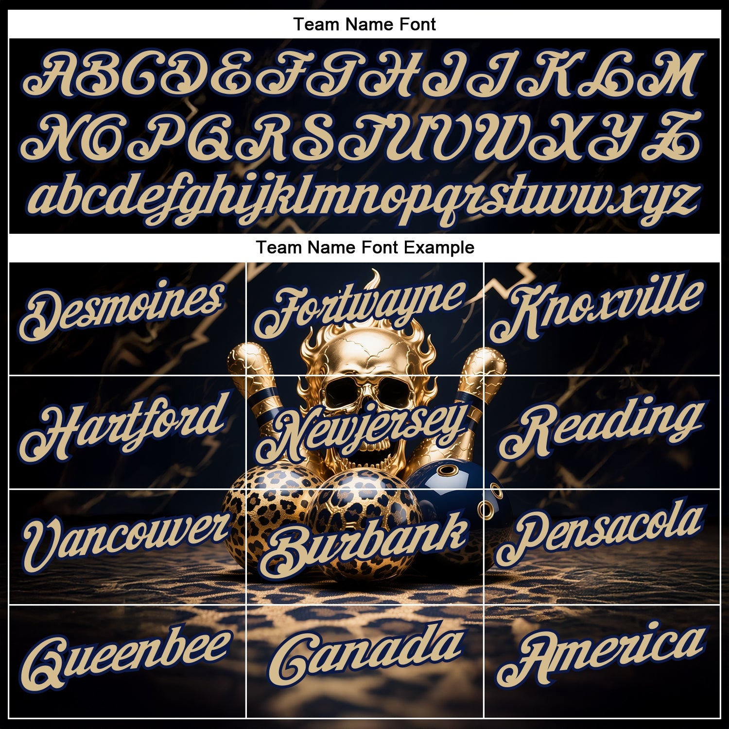 Custom Black Vegas Gold-Navy 3D Leopard Print Metal Skull Bowling Performance Polo Shirt view 4
