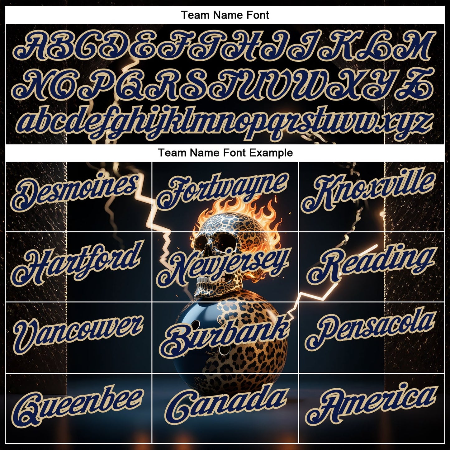 Custom Navy Vegas Gold 3D Flame Leopard Print Skull Bowling Performance Polo Shirt view 4