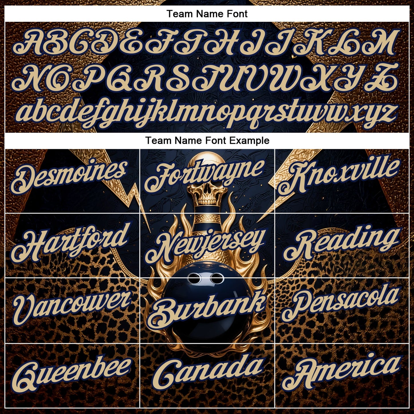 Custom Navy Vegas Gold 3D Leopard Print Metal Skull Bowling Performance Polo Shirt view 4