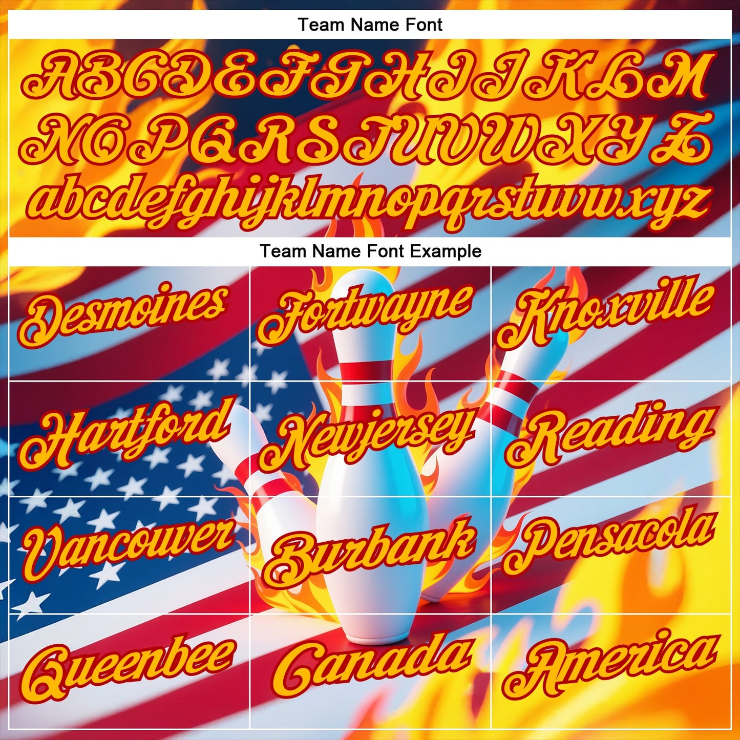 Custom Navy Gold-Red 3D American Flag Flame Bowling Performance Polo Shirt view 4