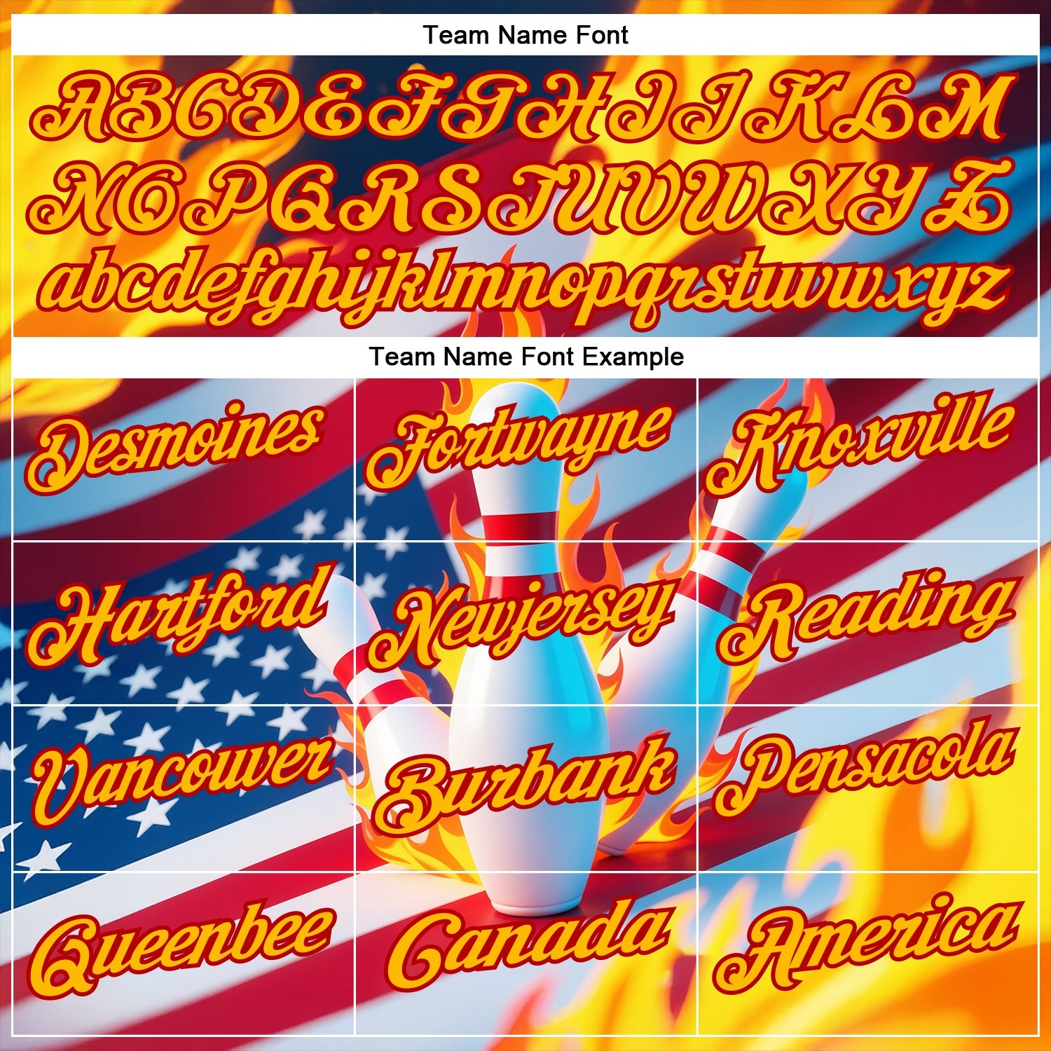Custom Navy Gold-Red 3D American Flag Flame Bowling Performance Polo Shirt view 4