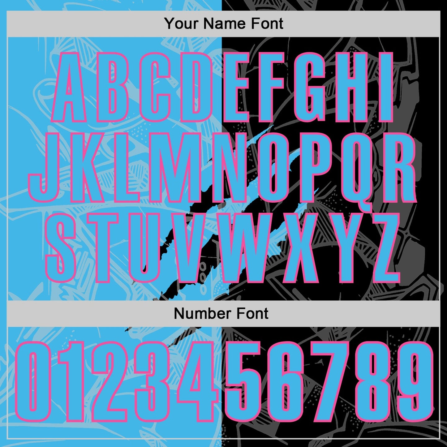 Custom Graffiti Pattern Sky Blue Black-Pink 3D Scratch Performance Polo Shirt view 5