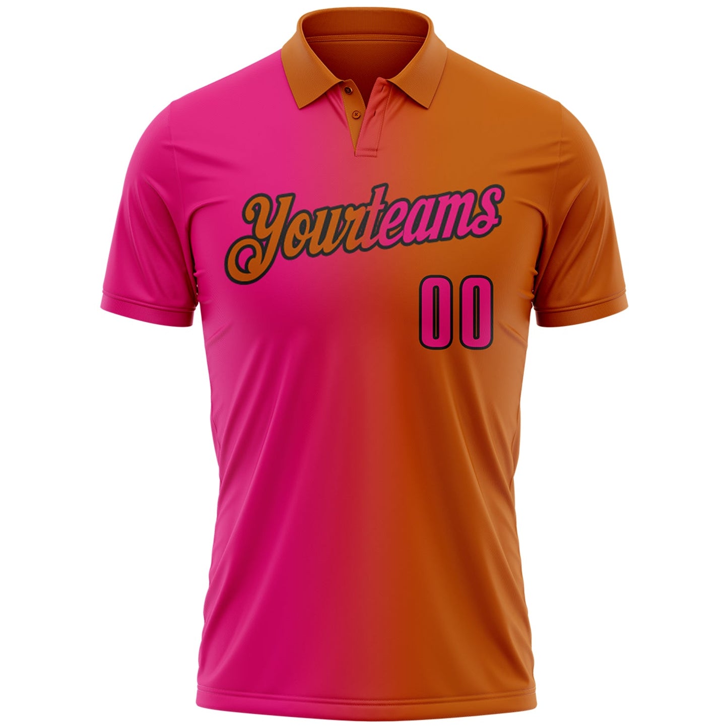 Custom Texas Orange Hot Pink-Black 3D Gradient Fashion Performance Polo Shirt view 2