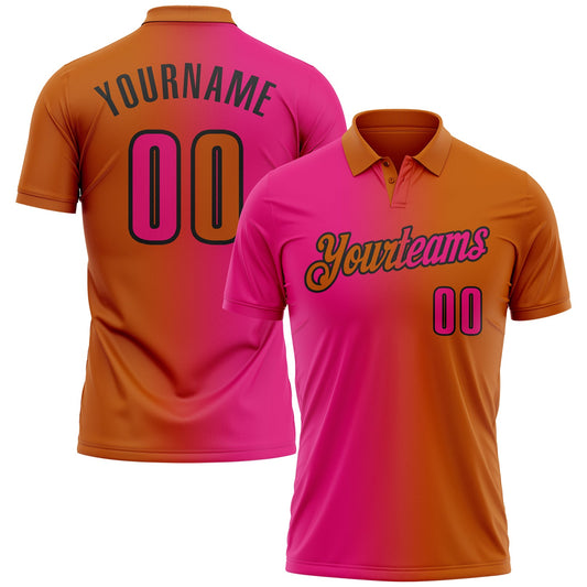 Custom Texas Orange Hot Pink-Black 3D Gradient Fashion Performance Polo Shirt - Main View