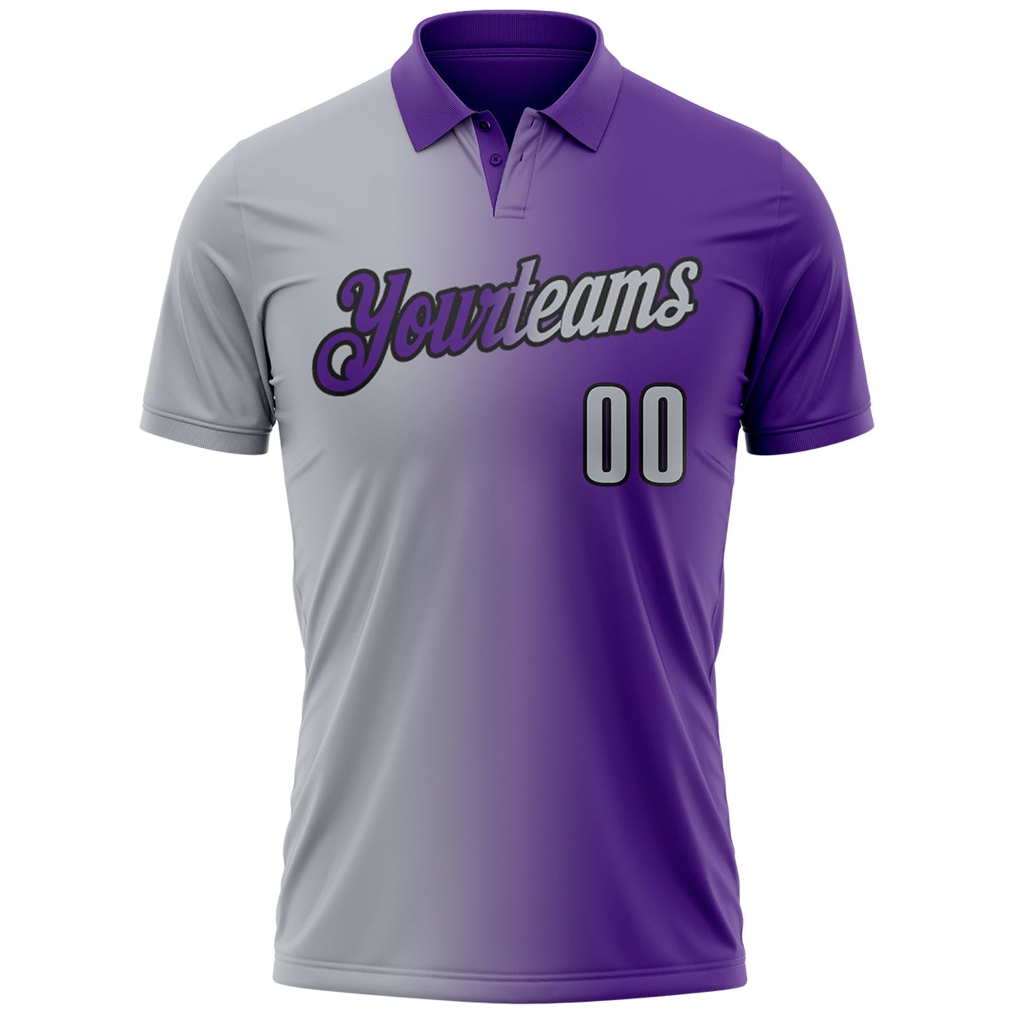 Custom Purple Gray-Black 3D Gradient Fashion Performance Polo Shirt view 2