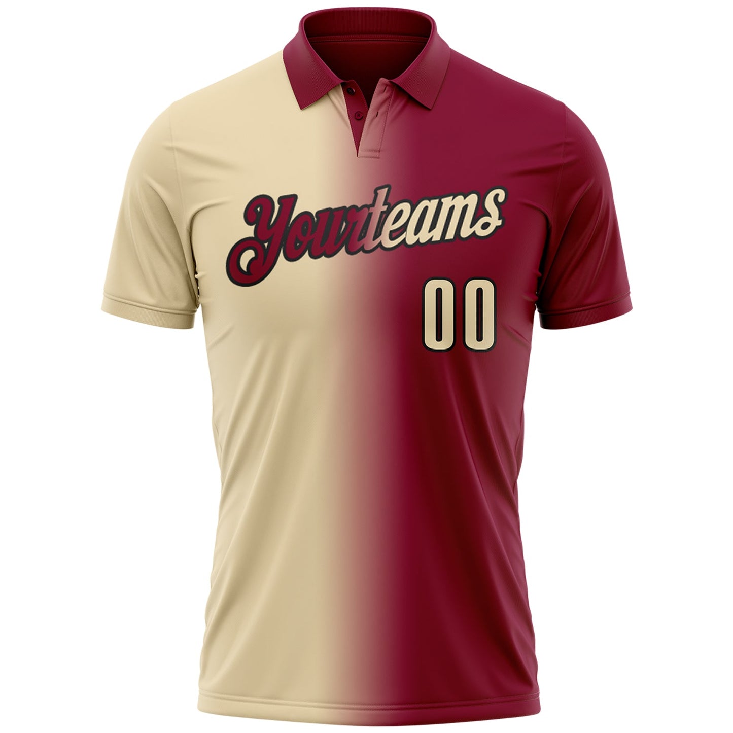 Custom Maroon Cream-Black 3D Gradient Fashion Performance Polo Shirt view 2